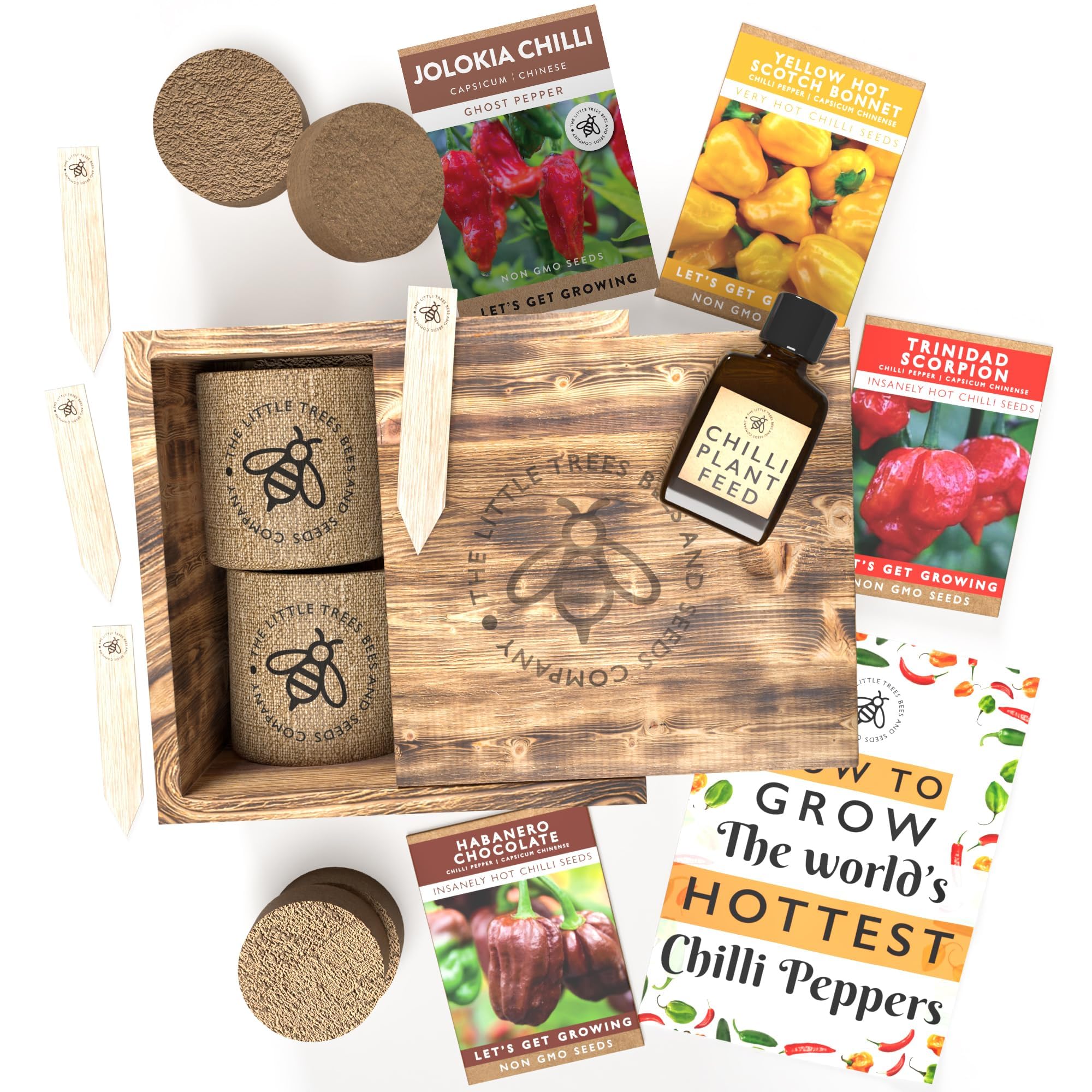 Grow Your Own Chilli Kits, The Worlds Hottest Chilli Seeds Starter Kit, Includes Famous Trinidad Scorpion Chilli, Gardening Gifts from The Little Trees Bees & Seeds Company