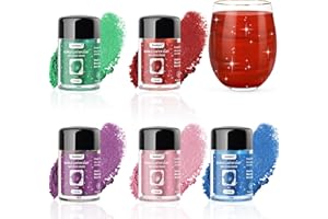 PUPKOLI 5 Colors Edible Glitter Set, Edible Glitter for Drinks, Luster Dust Shimmer Powder for Christmas Baking, Cakes, Cocktails, Beverages, Strawberries, Cookies, Candies, Fondant (5g/Bottle)