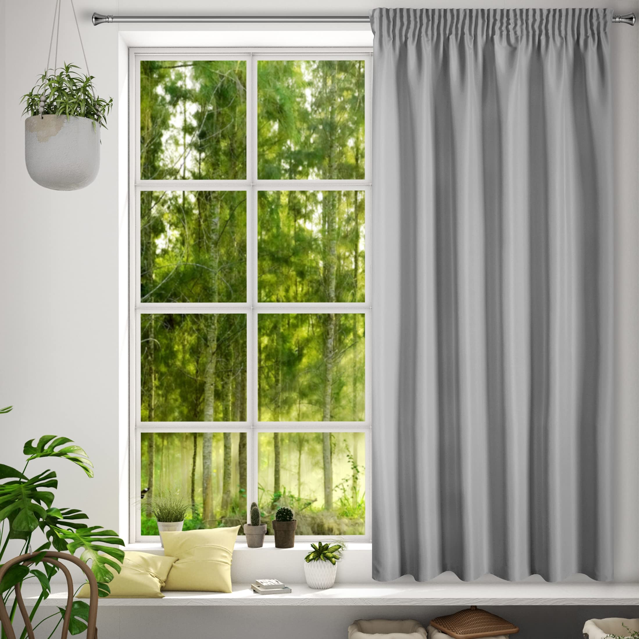 Eurofirany RITA Smooth Plain Modern Curtain with Rufflette Tape For Rail - 1 Unit, Bedroom, Living Room, Lounge, Kitchen, 140g m/2, W55 x L69, Steel Grey