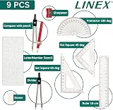 Linex Maths Set 10-Piece Geometry in Metal Tin Compass Protractor Ruler view 3