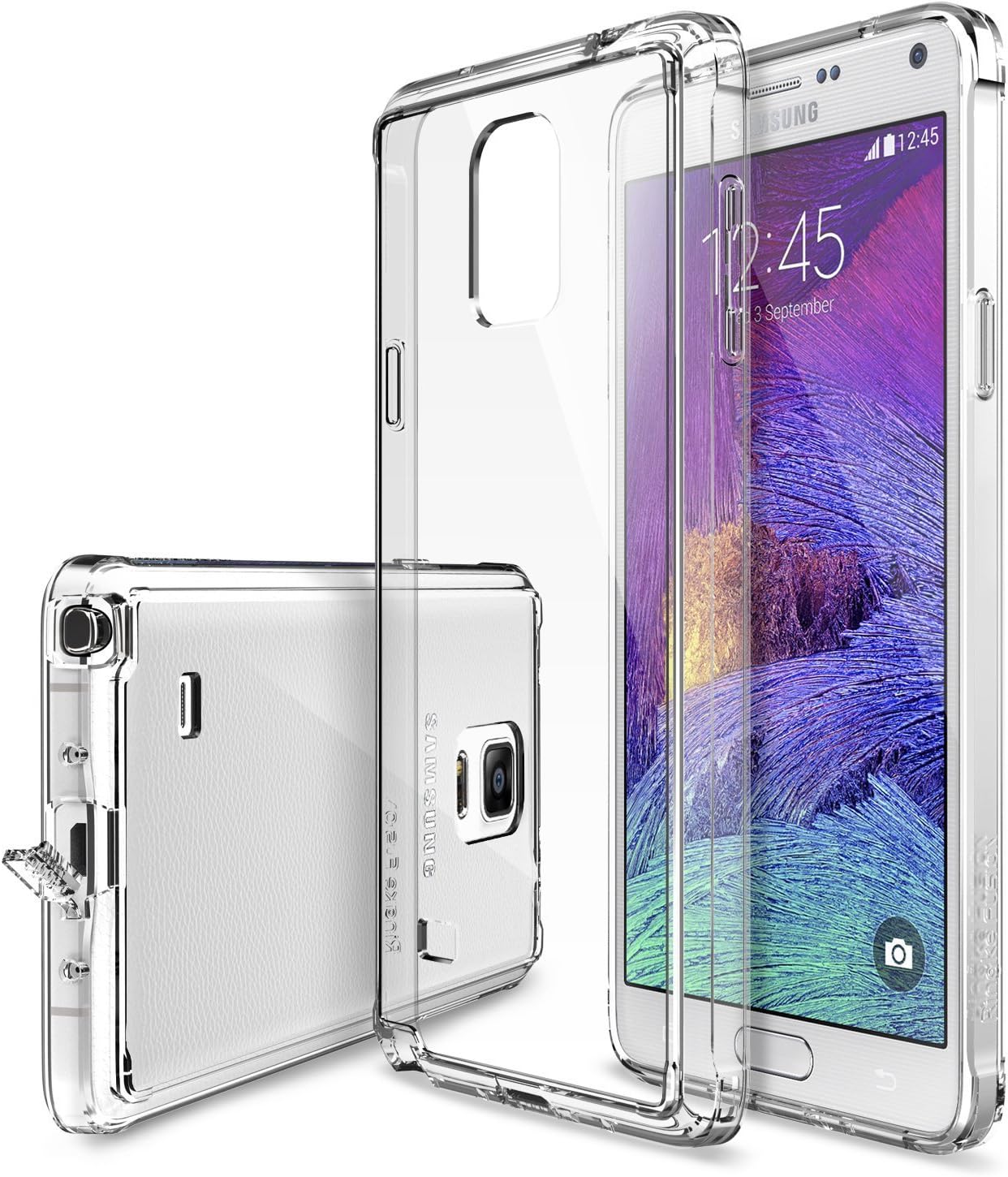 Ringke Fusion Compatible with Galaxy Note 4 Case [Dust Cap & Drop Protection] Premium Clear Back Shock Absorption Bumper Hard Case with HD Screen Film for Samsung Galaxy Note 4 - Clear