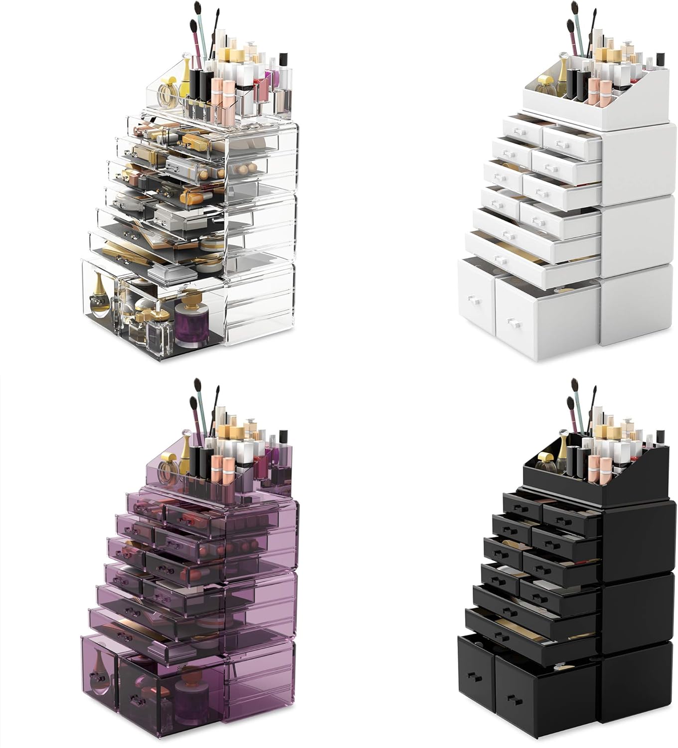 Readaeer Makeup Cosmetic Organizer Storage Drawers Display Boxes Case with 12 Drawers (Black): Home & Kitchen