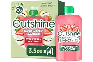 NESTLE Outshine Fruit & Yogurt Smoothie Strawberry Coconut, Smoothie Pouch, On The Go Snack, 4Pk 3.5 oz