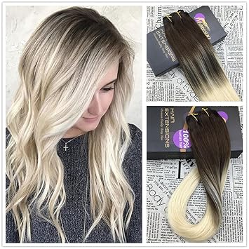 Moresoo 14 24 Zoll Balayage Haarverlangerung Balayage Straight 100 Brasilien Remy Clip Extensions Echthaar 120 G 7 Pieces 40 6 Cm 2 60 Dunkelbraun