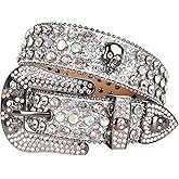 MINGSUN Rhinestones Belt for Men Women, Skulls Belts Western Leather Sparkle Shining Diamond Studded Belts