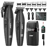 VGR 640S3 Professional 3 in 1 Hair Cutting Kit, 9000RPM Hair Clippers for Men Professional Hair Trimmer & Foil Shavers Set, Cordless Mens Barber Combo for Home, for Him(Black)