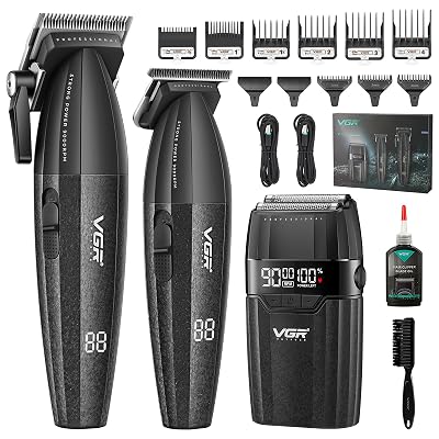 VGR 640S3 Professional 3 in 1 Hair Cutting Kit, 9000RPM Hair Clippers for Men Professional Hair Trimmer & Foil Shavers Set, Cordless Mens Barber Combo for Home, for Him(Black)