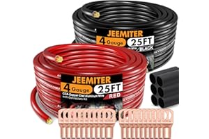 4 Gauge Wire(50ft) Copper Clad Aluminum - Primary Automotive Wire, Car Amplifier Power & Ground Cable, Battery Cable with Lug
