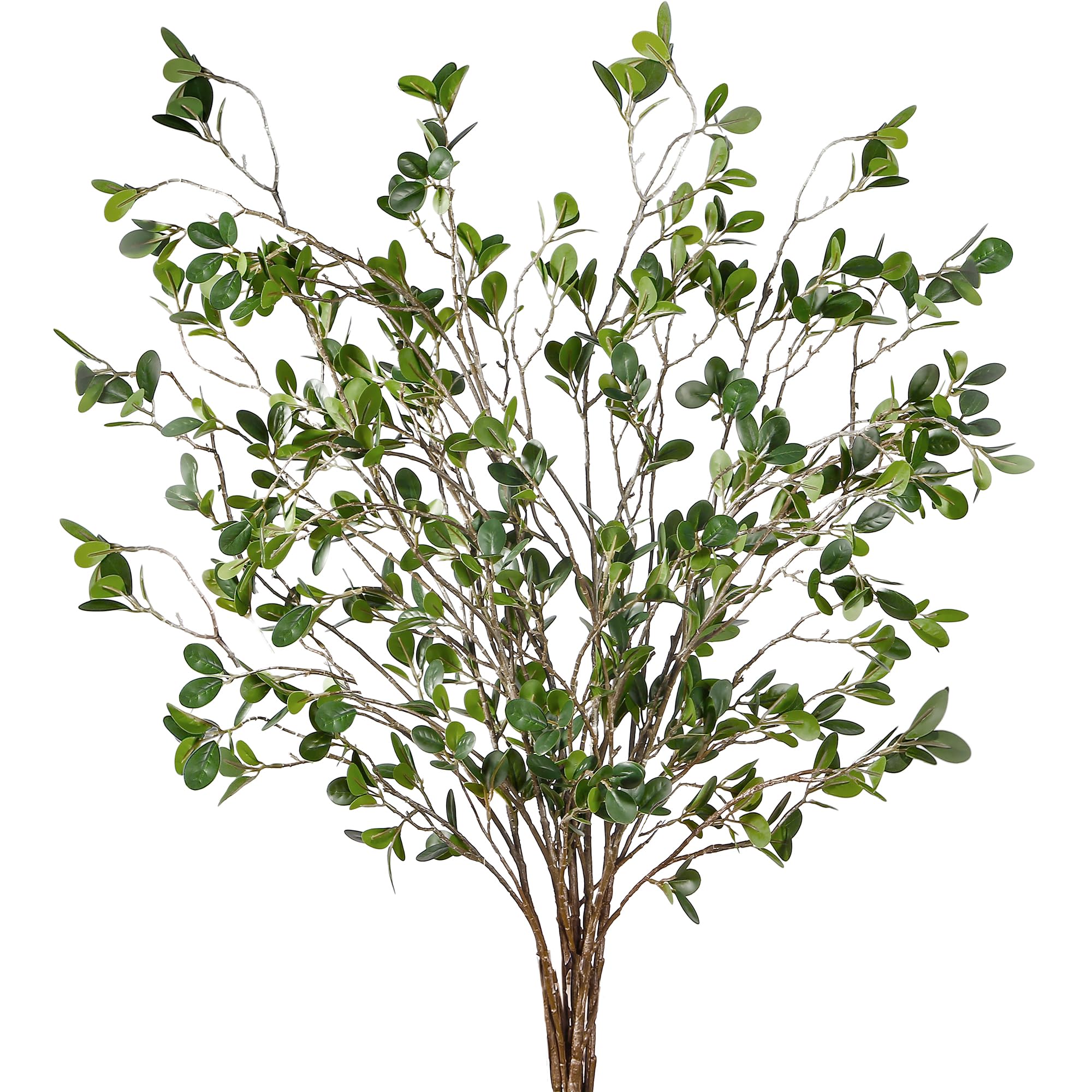 Photo 1 of Sggvecsy 43’’ 6Pcs Artificial Ficus Branches Faux Leaf Spray Green Eucalyptus Branches Artificial Greenery Stems Fake Ficus Twig Plants for Home Office Wedding Vase Filler Shop Decoration