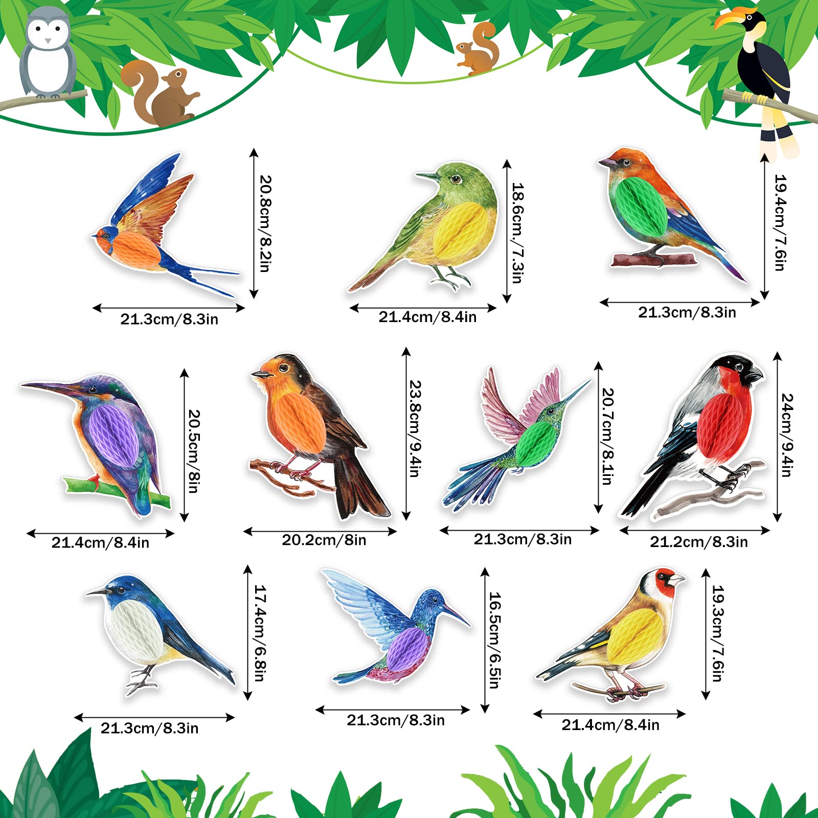 Curated visual reference: Visual Reference: Mua Perkoop 10 Pcs Bird Party Decorations Tropical Bird Honeycomb