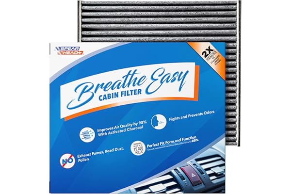 Spearhead Odor Defense Breathe Easy AC & Heater Cabin Filter | Fits Select 2005-2025 Toyota, Lexus, Jaguar, Land Rover, Pontiac, Scion, Subaru | Up to 25% Longer Lasting w/Activated Carbon (BE-285)