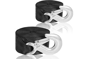 AKOLAFE 2 Pack Replacement Boat Winch Strap with Hook 2"x20' Boat Trailer Winch Strap ATV Tow Strap Heavy Duty Boat Straps Winch Boat Trailer Straps for Winch, Jetski, Wave Runner, Jet ski, Motorcycle