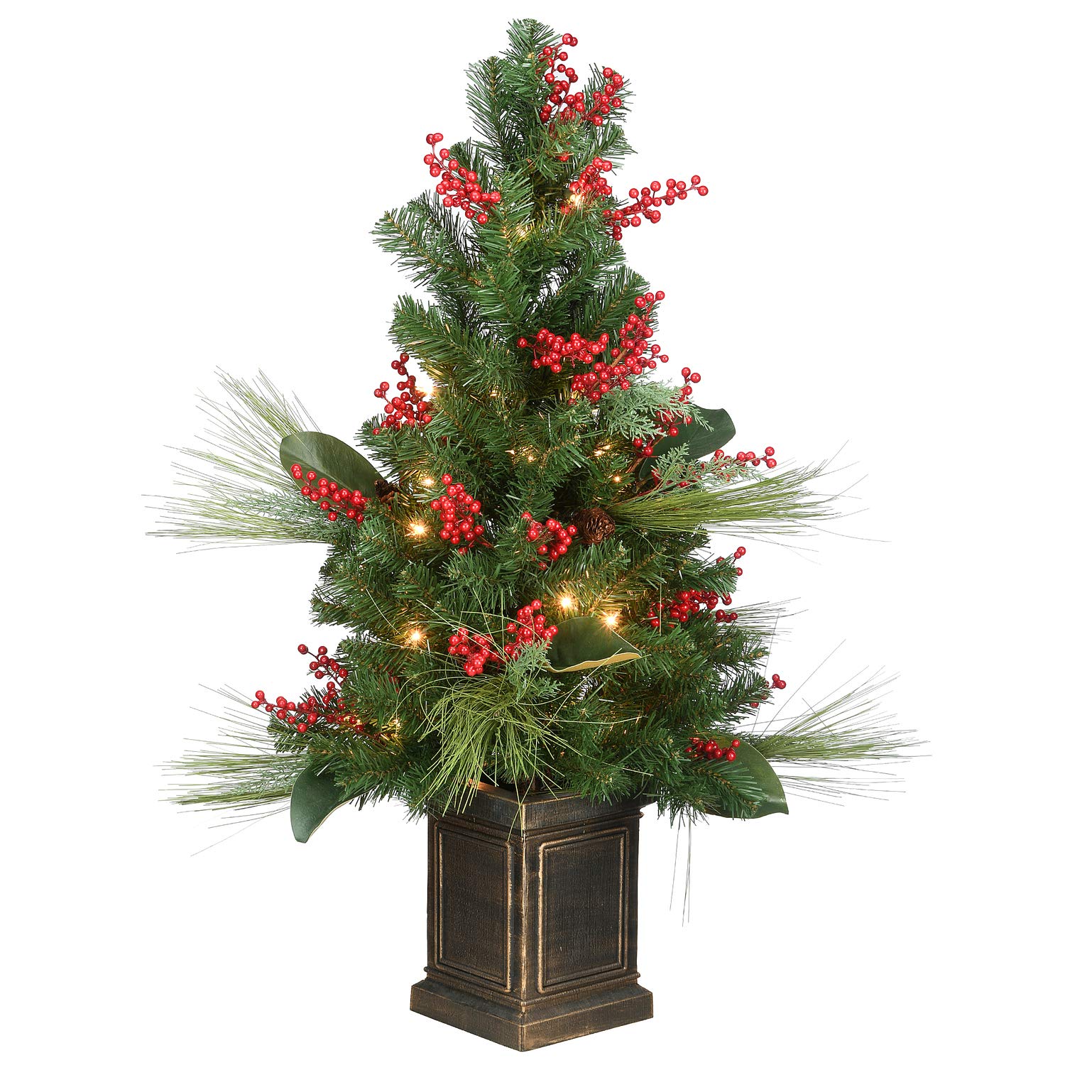 Photo 1 of ***STOCK PHOTO FOR REFERENCE ONLY***National Tree Company Leaves & Berries 35 Clear Lights 40in. Decorative Collection Magnolia Small Tree, 40 in, Green