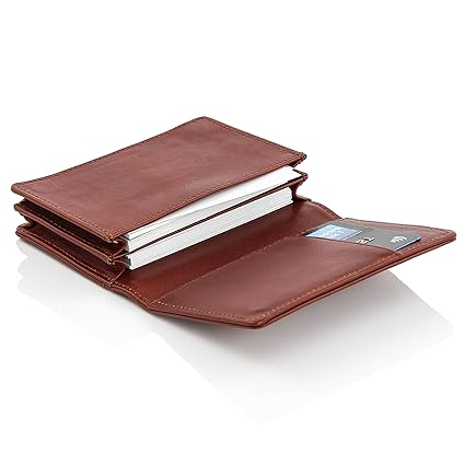 BULLAZO Contacto, Hochwertiges Visitenkartenetui aus Leder + RFID Schutz, Braun