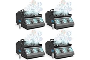 DazzlingStage 2000W Fog Machine, 3 IN 1 Fog Bubble Machine with 2 Bubble Fans, 7 CH RGB 18 LED Lights Smoke Bulle ALL IN ONE Machine, Fog Machine for Party, Wedding, Birthday, 4 Pack