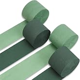 PartyWoo Dark Green Crepe Paper 4pcs 328 FT Emerald Sage Green Streamers | Birthday Baby Shower Woodland Dinosaur Jungle Football Graduation Wedding Bridal Shower Anniversary Party Decorations