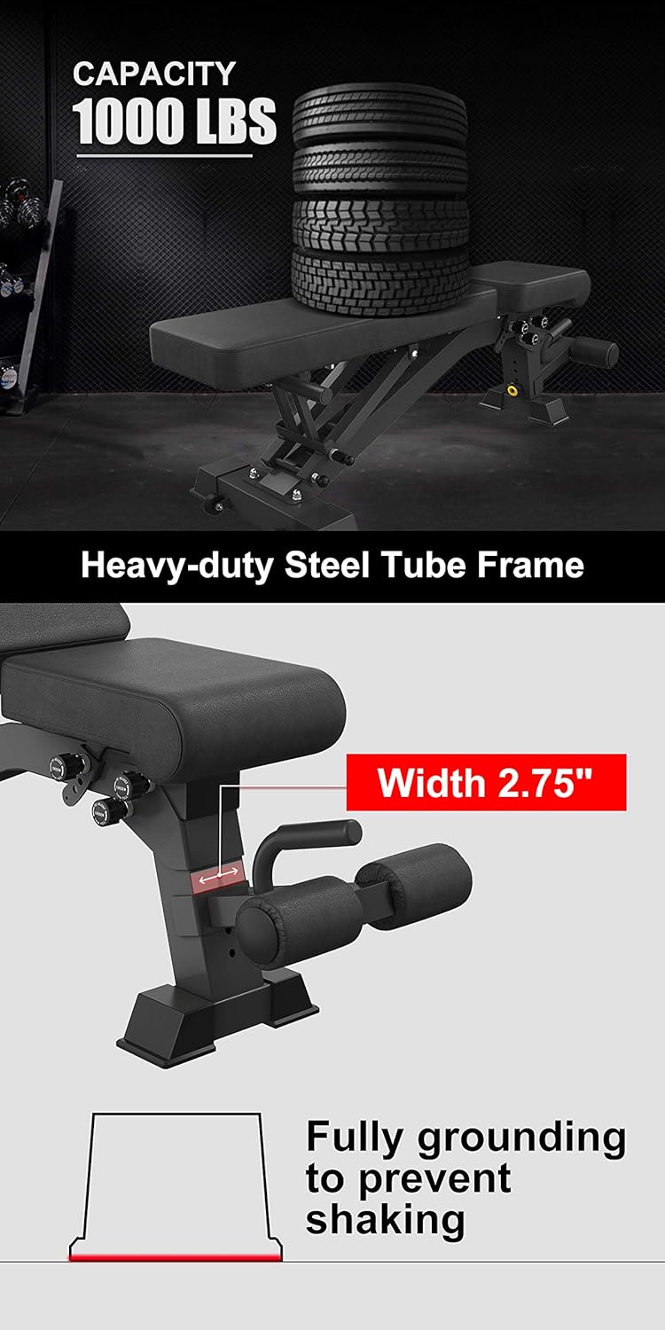 YouTen Adjustable 9 Positions Incline Decline Sit Up Bench Improved Cushion for Exercise, Handles for Dragon Flag, Rated Full Body Workout Foldable Bench for Dragon Flag (Black) : Sports & Outdoors