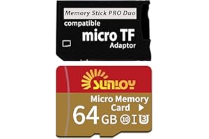 PSP Memory Stick Adapter with 64GB Micro SD Card, Micro SD/SDHC/SDXC to Memory Stick PRO Duo MagicGate Card Compatible with P