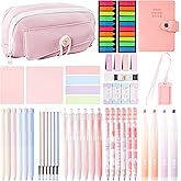 LiKLZDXYJ Pink Aesthetic School Supplies Set with 57Pcs Contains all the Daily Use Essentials Stationary for Students In the College