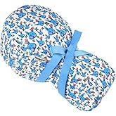 Nevyzou Satin Lined Scrub Cap for Women, Work Hat Medical Dental Surgeon Adjustable Elastic Tie Surgical Cap (Dark Blue)