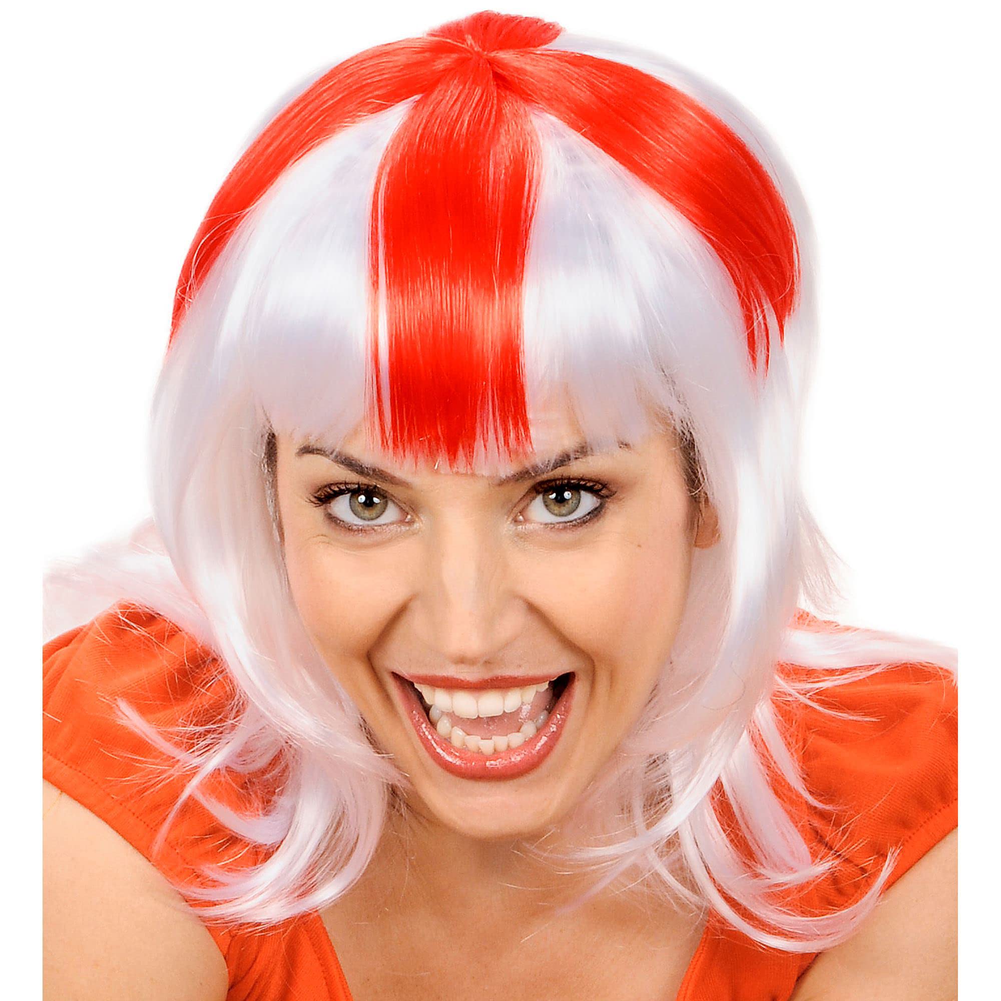 Ladies Supporter Woman - White Red White Wig for Hair Accessory Fancy Dress