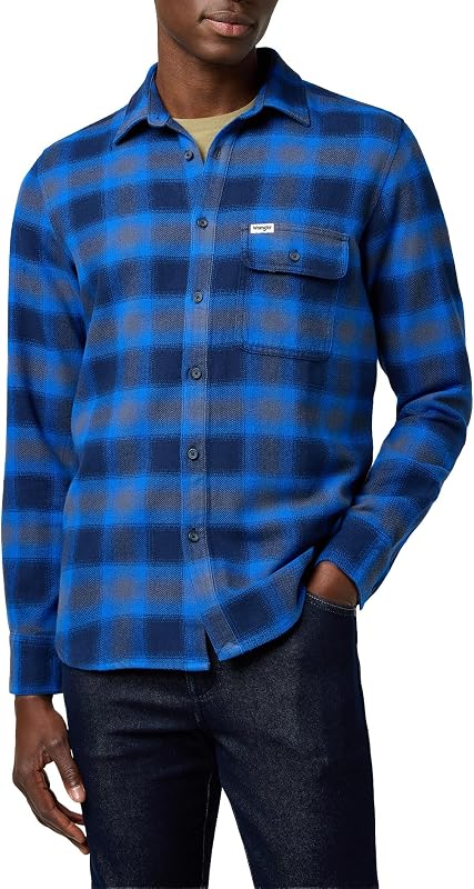 - Camicia Uomo - Vestibilità Regular - 1 Pkt Indigo Shirt - Indaco Ghiaccio