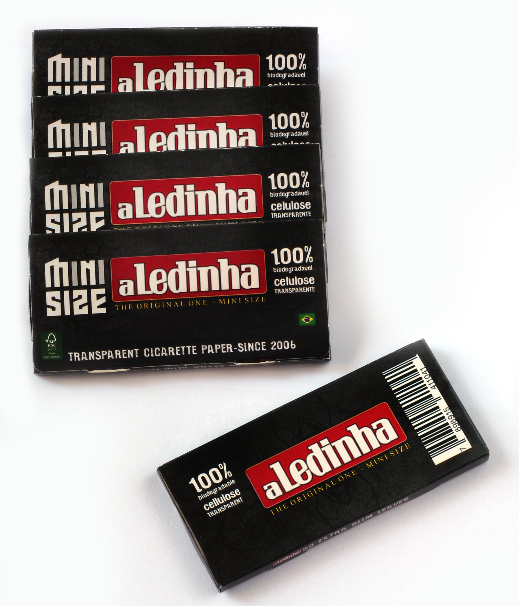 5 booklets - aLeda aLedinha MINI size clear Cellulose rolling paper from Brazil - 250 papers