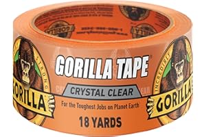 Gorilla Crystal Clear Tape, 1.88” x 18 yd (Pack of 1) - Weather Resistant for Indoor or Outdoor Projects and Repairs