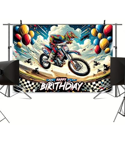 Dirt Bike Party Decoration Motocross Birthday Party Supplies, Dirt Bike Party Decoration Motocross Birthday Party Supplies Dirt Bike Racing Birthday Banner Backdrop Banner Motocross Racing Banner Happy Birthday 7 thumbnail image