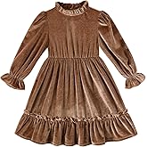 JEELLIGULAR Toddler Girls Long Sleeve Velvet Vintage Dresses for Littler Kids Fall Winter Clothes Outfits