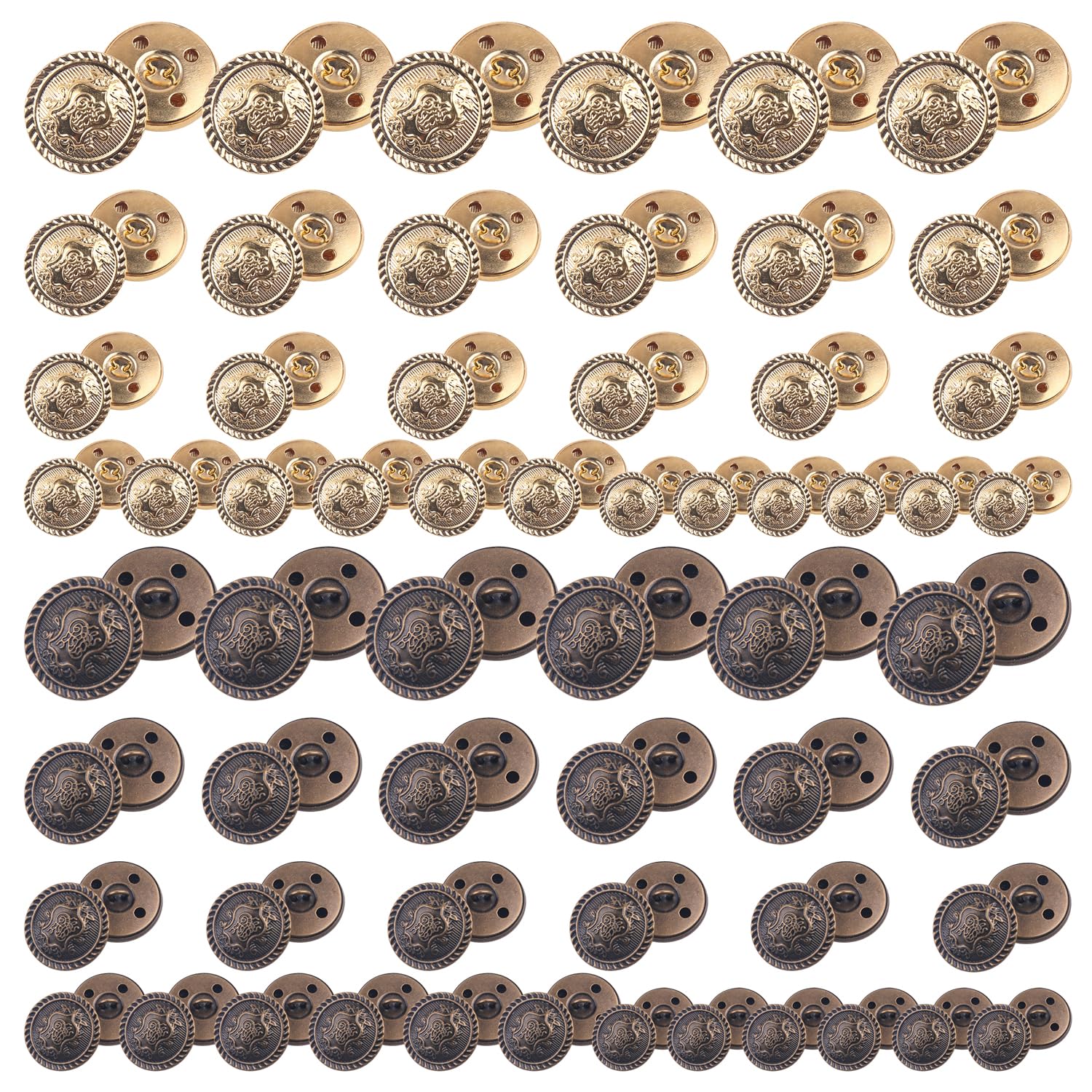 60 Pieces Blazer Buttons, Embossed Coat Buttons, Shirt Buttons, Button Badges, Metal Buttons, DIY Craft Buttons, Suitable for Coats, Shirts, Uniforms