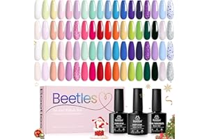beetles Gel Polish Nail Set, 36 Colors Floral Rhapsody Collection Fall Orange Yellow Girly Sparkle Glitter Polish with 3Pcs Base Matte & Glossy Top Soak off Uv Lamp All Seasons Gifts for Her