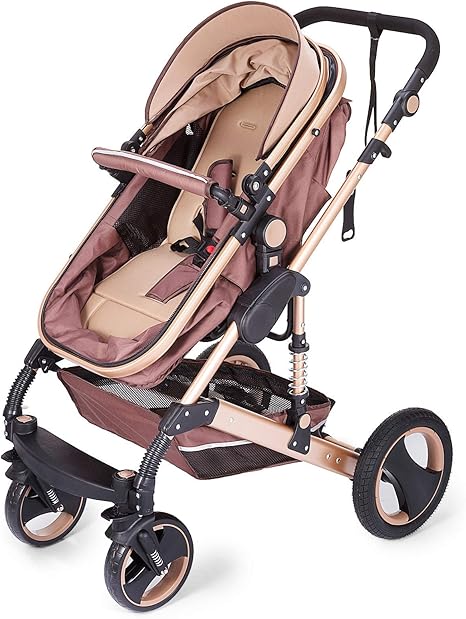 Estiloss Com Vevor Luxe Poussette De Bebe Landau Dore Pliable Avec Pram Moustiquaire Bebe Puericulture Poussettes Et Landaus
