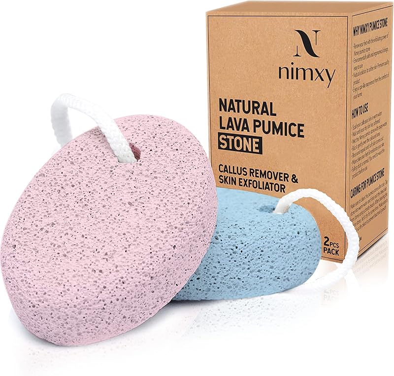 N Nimxy Pumice Stone for Feet and Hands 2 Pcs Pink Blue Natural Foot File