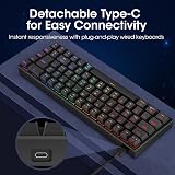 KOORUI 60% Mechanical Gaming Keyboard 69 Keys Blue Switch RGB Backlit view 4