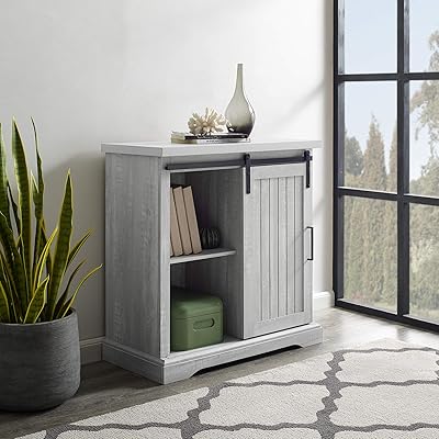 WE Furniture Modern Farmhouse Buffet Bar Cabinet, 32" Grey