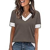 WIHOLL Womens Short Sleeve Sweater Lightweight Knit Tops Summer Spring Shirts with Buttons Trendy