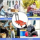 SOLEJAZZ Folding Hand Truck 500 lb 6 Wheels 2 Bungee Orange Portable Dolly view 7
