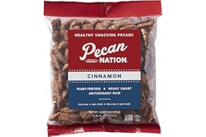 Pecan Nation Cinnamon Roasted Georgia Pecan Halves 16 oz., Natural, No preservatives, Antioxidant-Rich, Non-GMO, Healthy Snacking Pecans for Adults and Kids