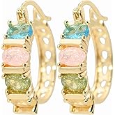 Sparkly Crystal Huggie Hoop Earrings, Tarnish Resistant 18k Yellow Gold Filled