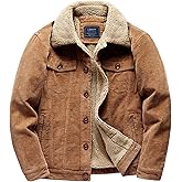 LOUECHY Men's Corduroy Sherpa Lined Trucker Jacket Thickened Warm Winter Coats