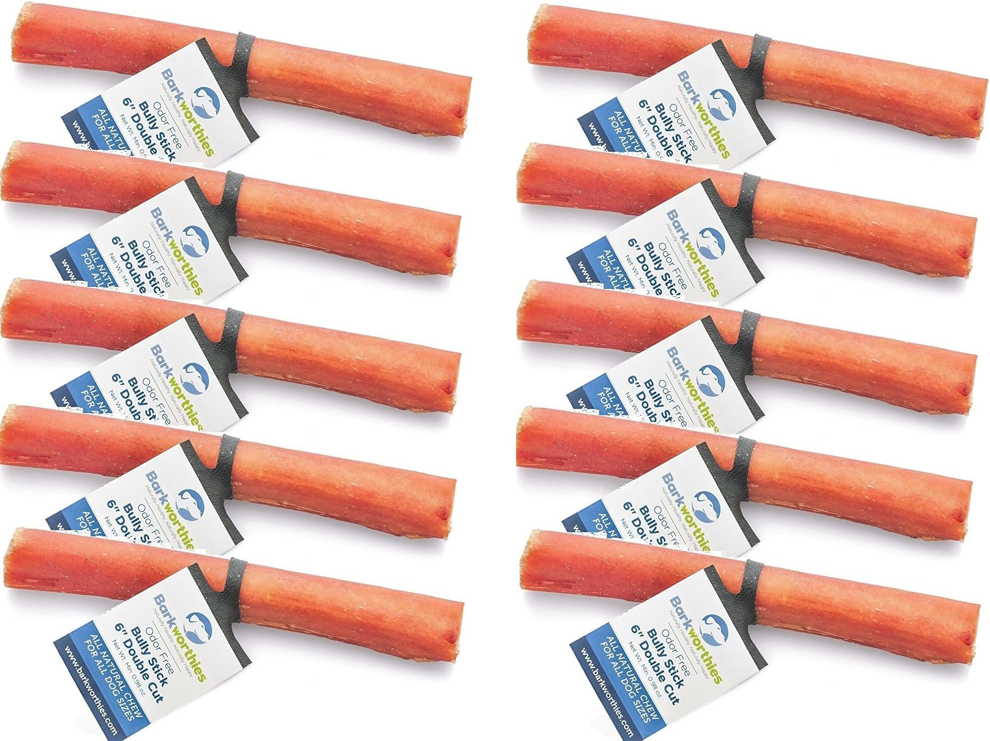 BarkworthiesBully Stick Odor-Free Double Cut 6" Each (10 Pack)