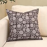 Amor Virisso Floral Pillow Covers 18x18 Throw Pillow Covers Vintage Block Print Pillow Cover Neutral Couch Pillows for Living Room Farmhouse Decorative Accent Sofa Pillows, Dark Brown