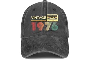 Vintage 1976 Baseball Cap, 50th Birthday Gifts for Men Women, Limited Edition Cassette Tape Design, Retro Style Hat Charcoal 