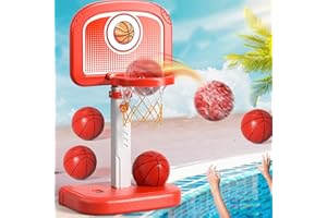 Bennol Outdoor Basketball Hoop Toys for Toddlers 3 4 5 6 7 8-12 Years Boys, Swimming Pool Basketball Hoop Outside Toys with 4 Balls, Poolside Basketball Game Toys for Kids Ages 4-8 8-12