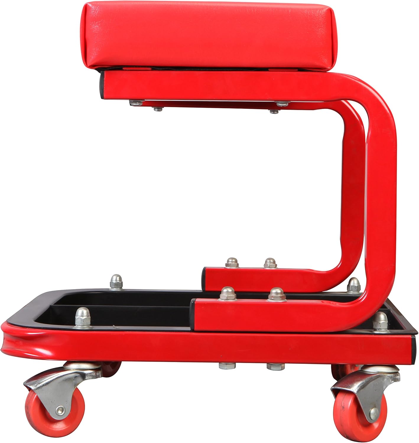 Torin TR6300 Red Rolling Creeper Garage/Shop Seat: Padded Mechanic Stool with Tool Tray: Automotive