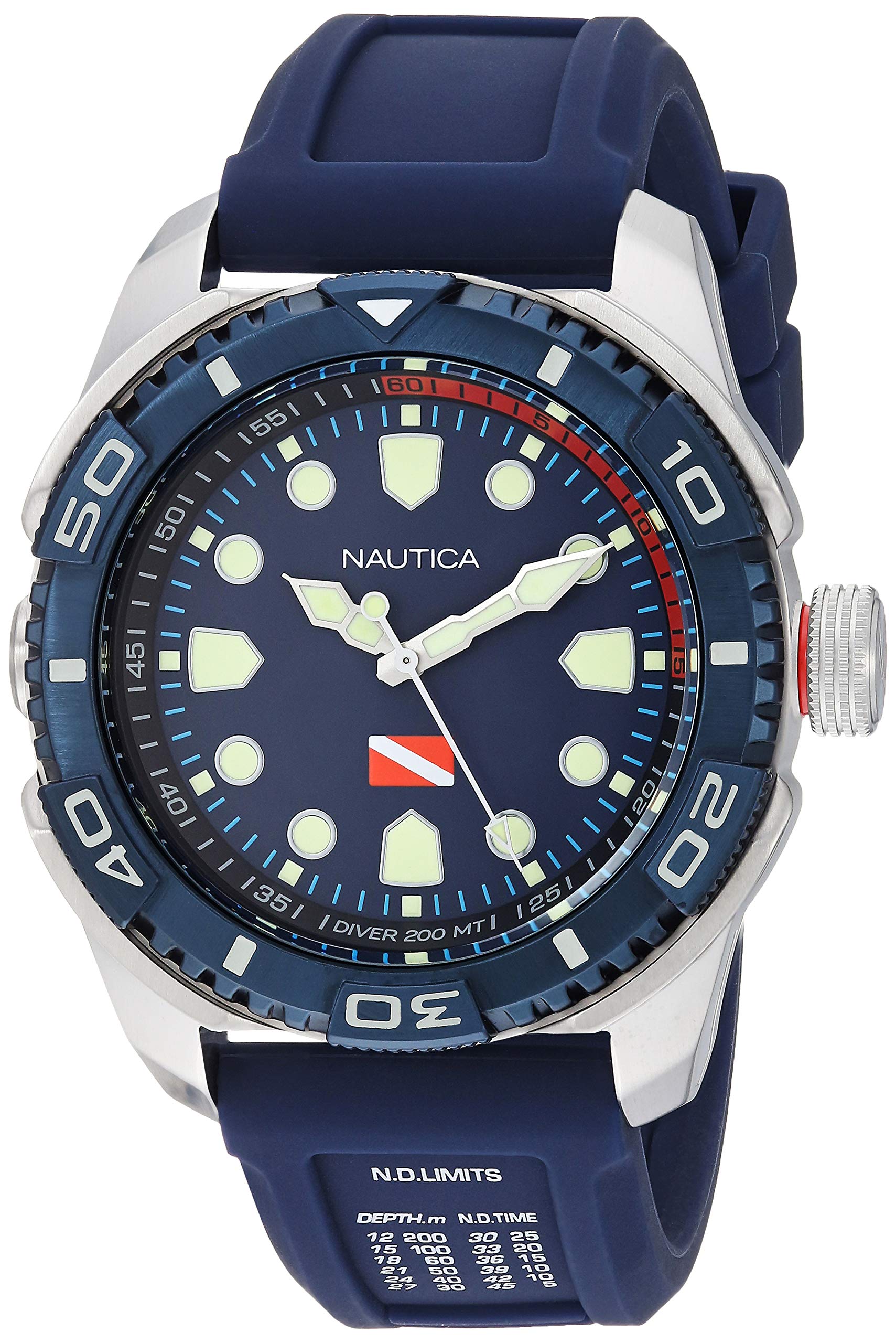 Nautica Men's NAPTDS902 Tarpoon Dive Blue/Silver Silicone Strap Watch