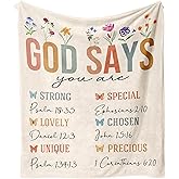 FTEFueie Christian Gifts for Women, Inspirational Floral Blanket, Religious Birthday Gifts, Spiritual Gifts for Sisters, Friends, Baptism & Confirmation Gifts, Bible Verse Throw Blankets 50"x 60"