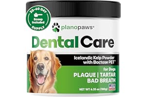 PLANOPAWS Dog Teeth Cleaning Powder - Dog Plaque and Tartar Remover - Dental Powder for Dogs Teeth with Bactase PET - Dog Breath Freshener to Help Overall Dog Dental Care - Ideal for Mouth, Teeth and Gum Health