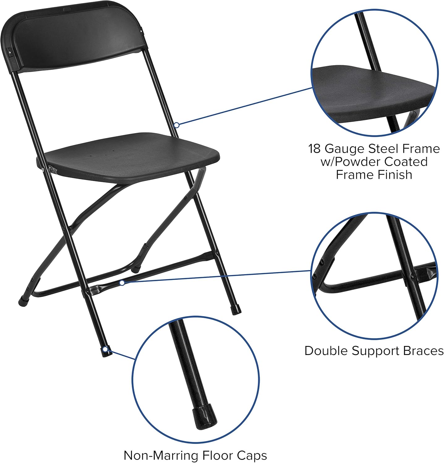Flash Furniture Hercules Series Plastic Folding Chair - Black - 10 Pack 650LB Weight Capacity Comfortable Event Chair-Lightweight Folding Chair: Furniture & Decor
